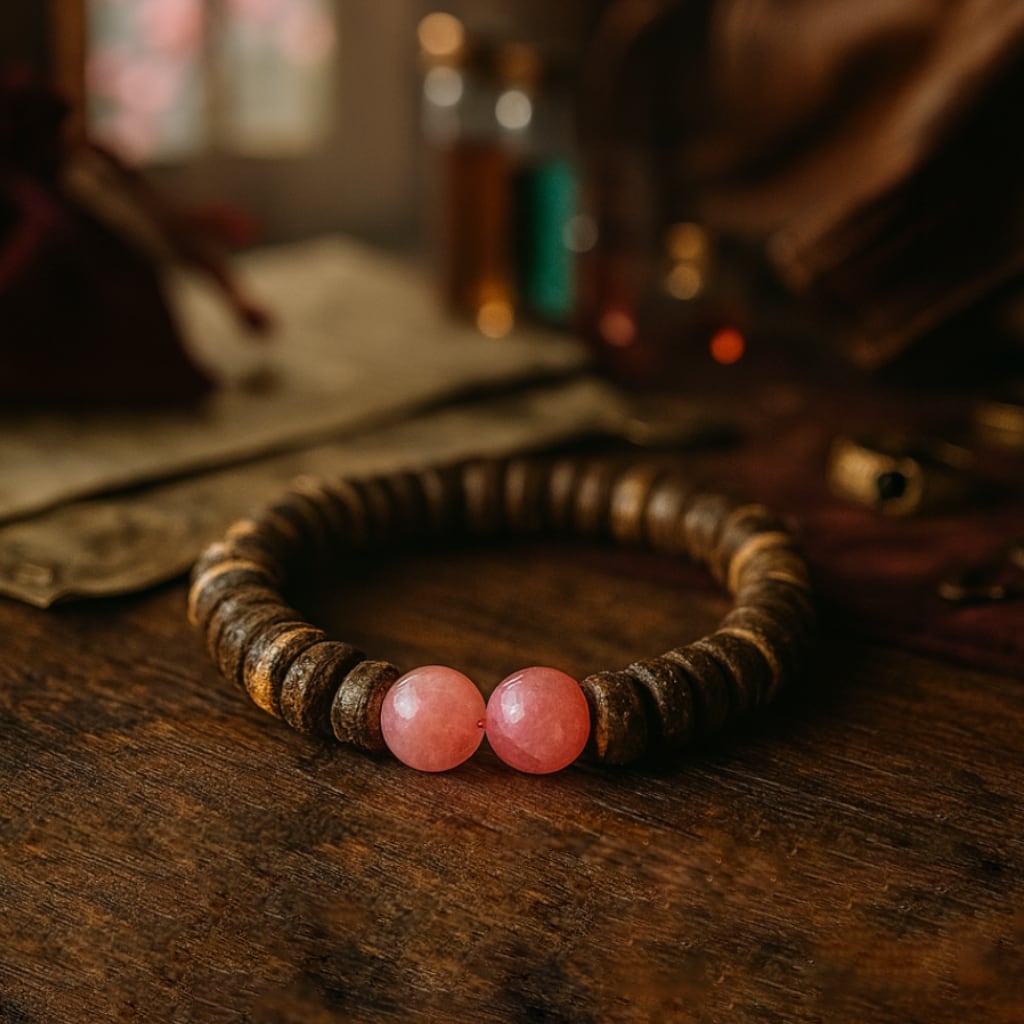 Rose Quartz Bracelet of The Enchanter (+2 Charisma) - Brown Edition