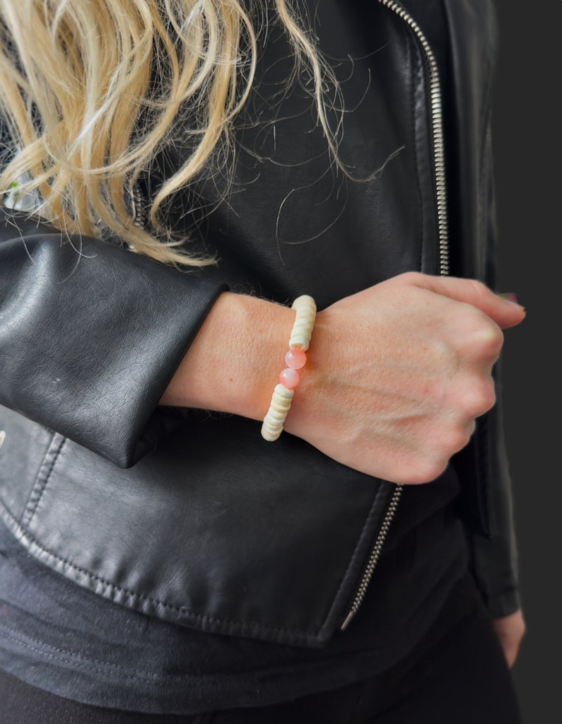 Rose Quartz Bracelet of The Enchanter - White Edition