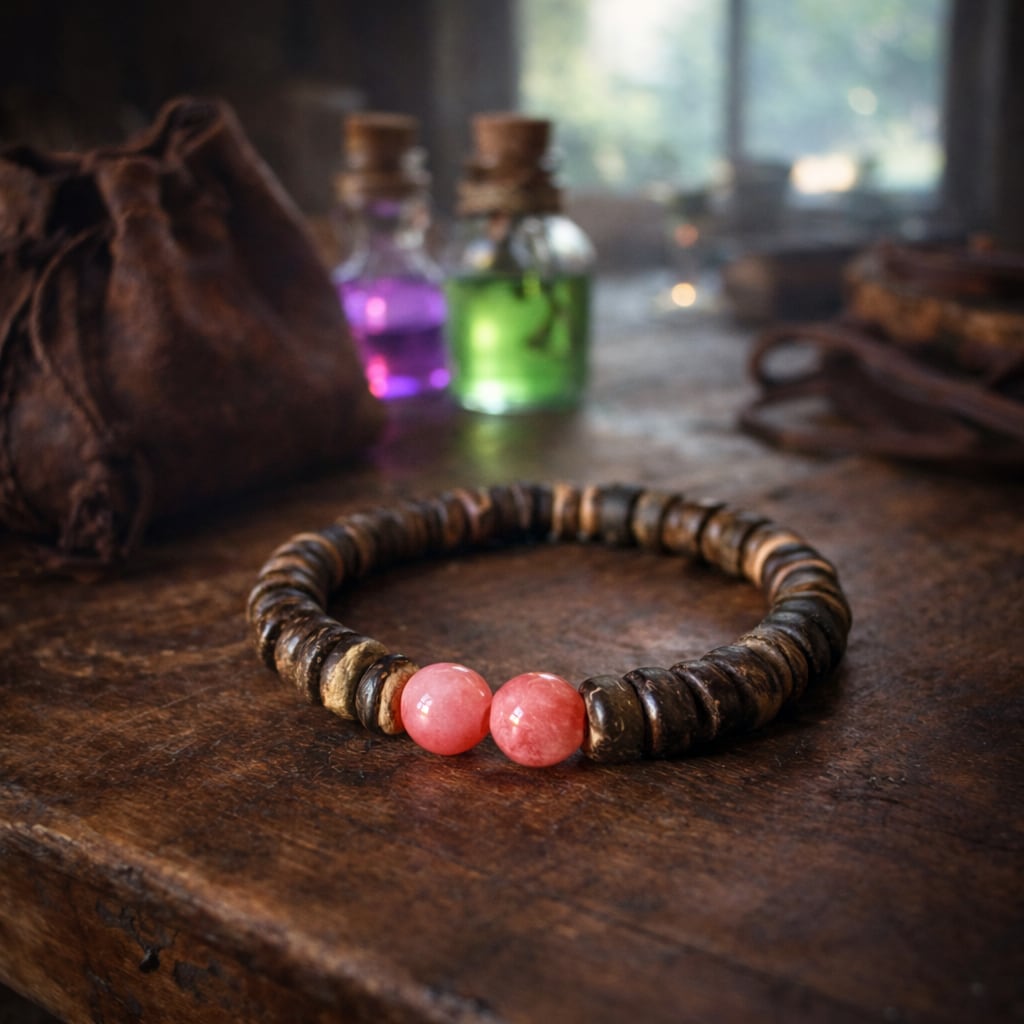 Rose Quartz Bracelet of The Enchanter - Brown Edition