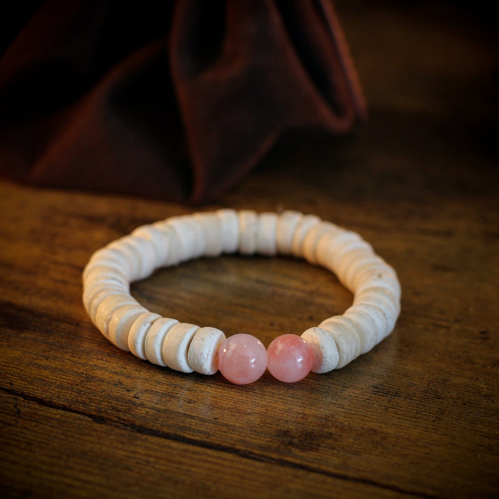 Rose Quartz Bracelet of The Enchanter - White Edition